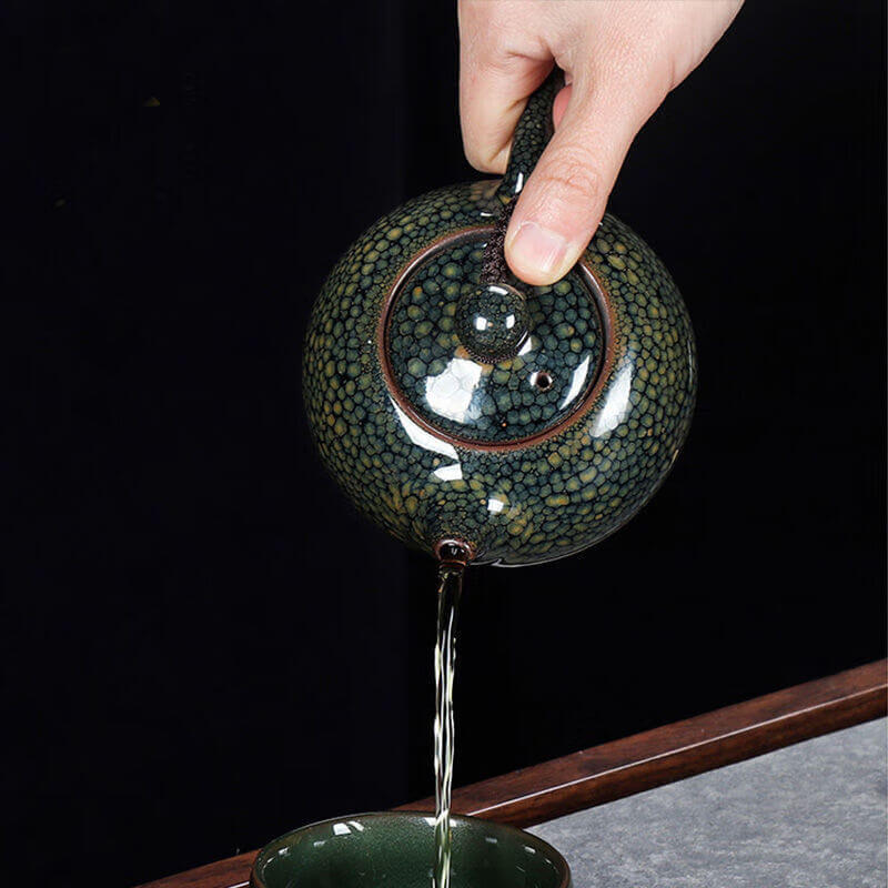 Tenmoku Jian Zhan Green Partridge Glaze Xishi Teapot