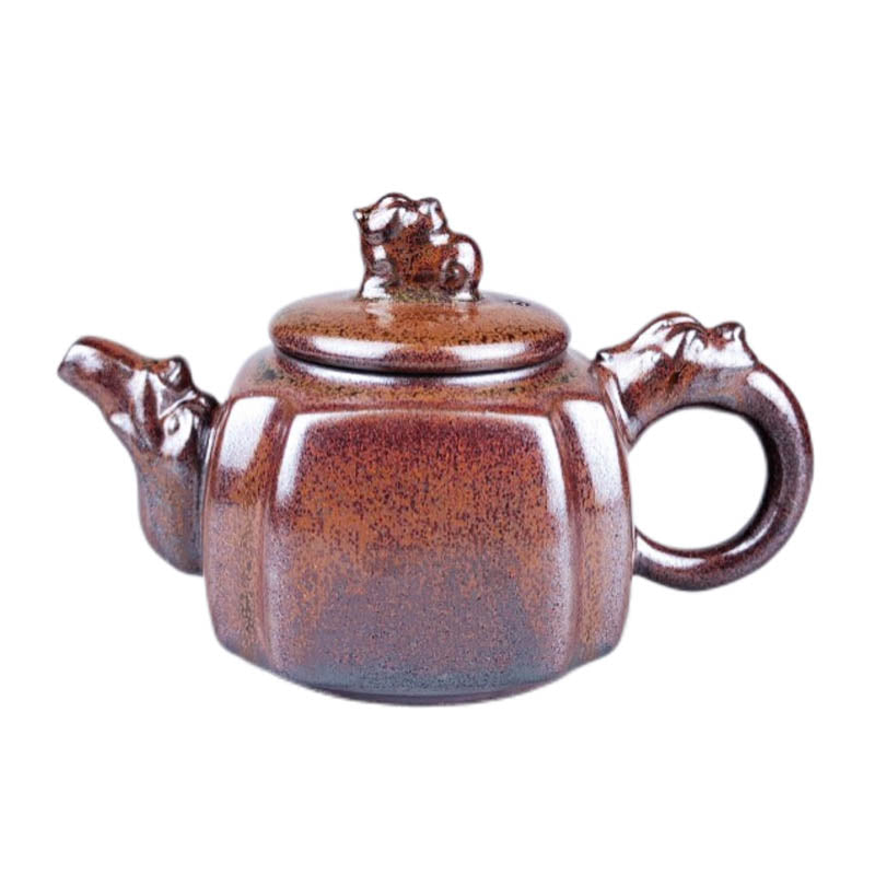 Tenmoku Jian zhan Iron Red Flat XiShi Teapot