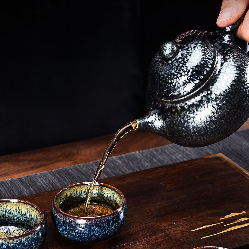 Tenmoku Jian zhan Oil Spot Fanggu Classic Teapot