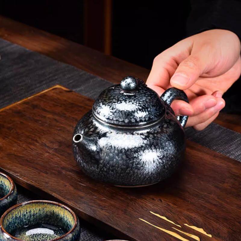 Tenmoku Jian zhan Oil Spot Fanggu Classic Teapot