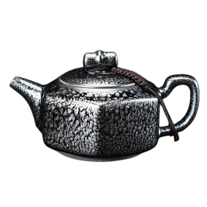 Tenmoku Jian zhan Oil Spot Hexagonal Teapot