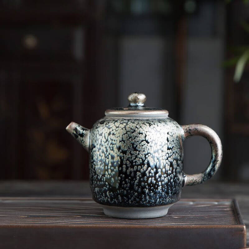 Tenmoku Jian Zhan Oil Spot Straight Teapot