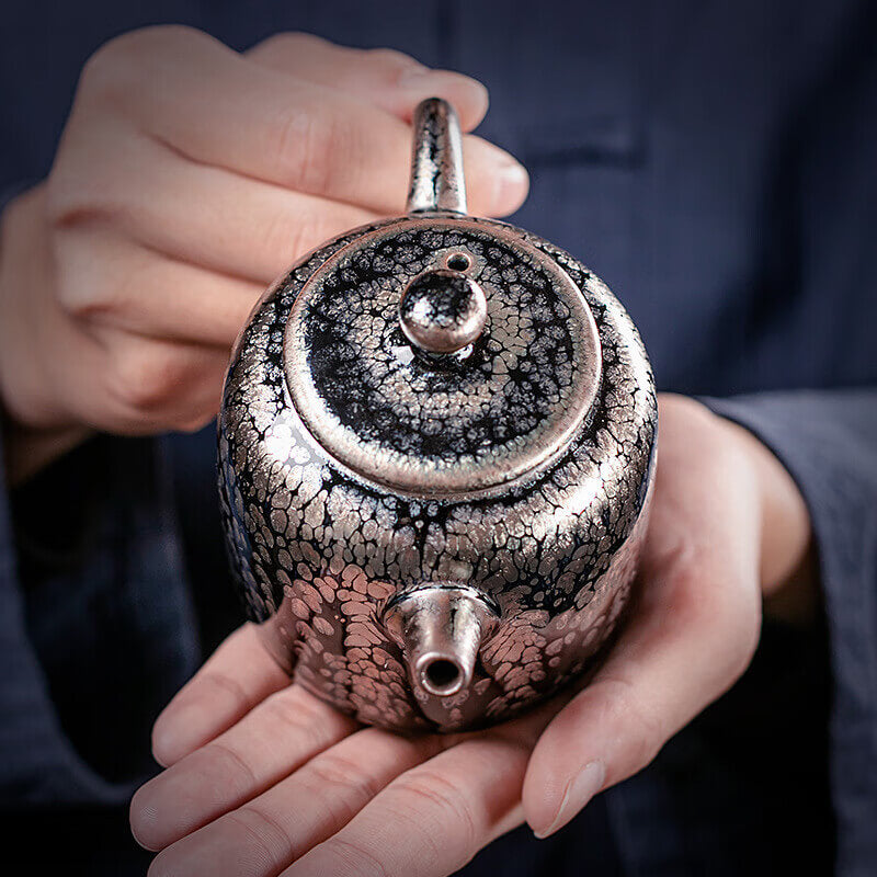 Tenmoku Jian Zhan Oil Spot Straight Teapot