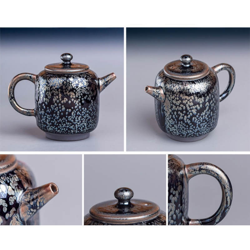Tenmoku Jian Zhan Oil Spot Straight Teapot