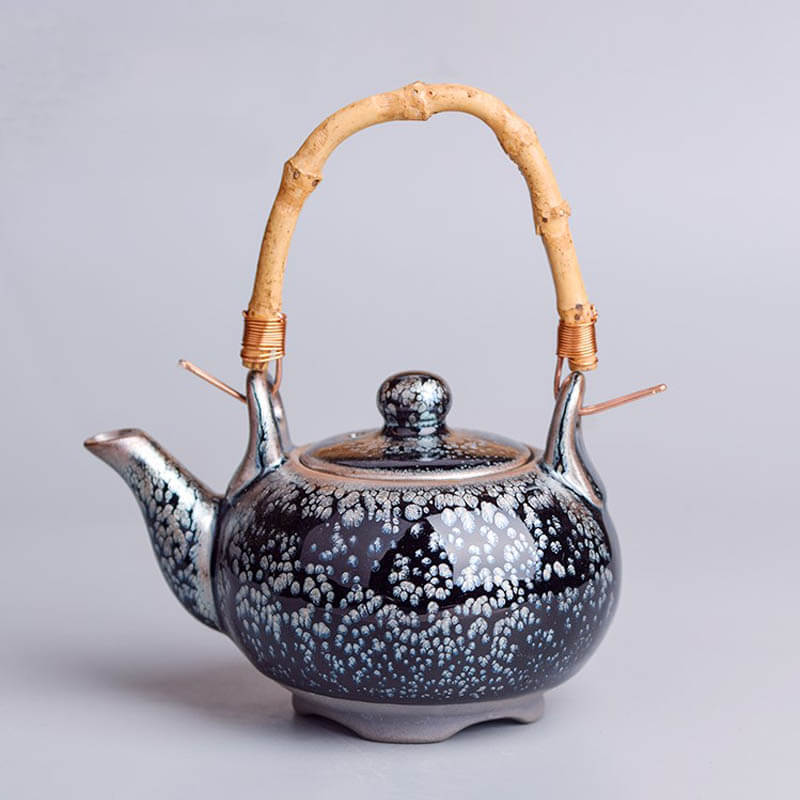Handmde Tenmoku Jian Zhan Ceramic Tiliang Teapot