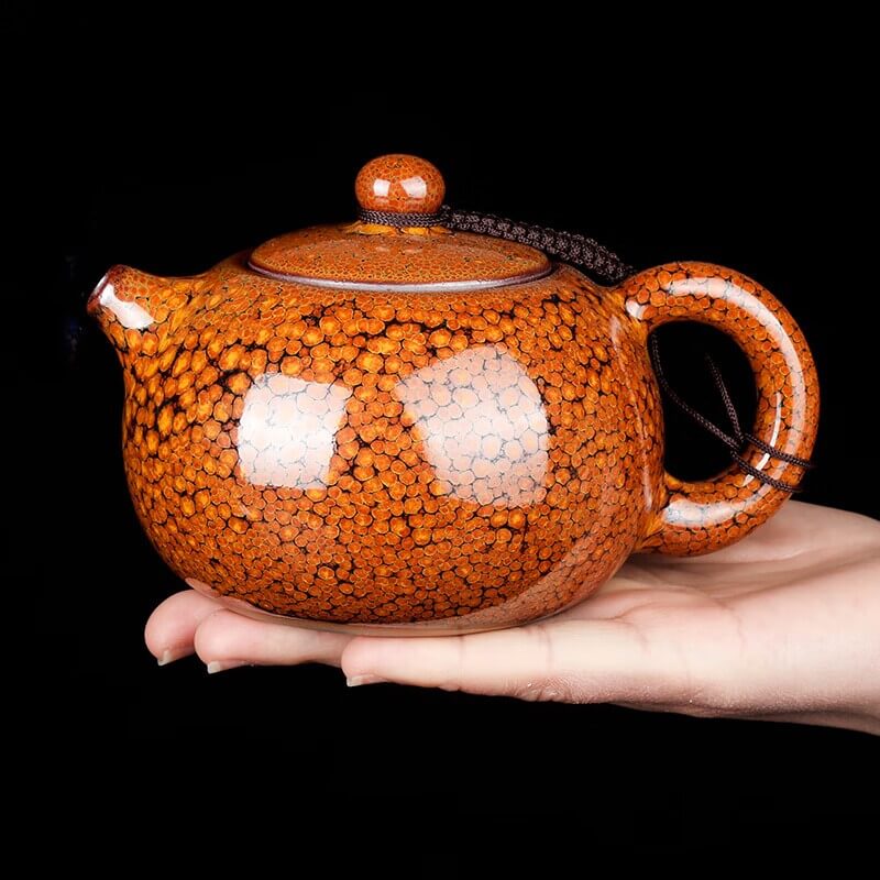Tenmoku Jian Zhan Orange Partridge Glaze Xishi Teapot