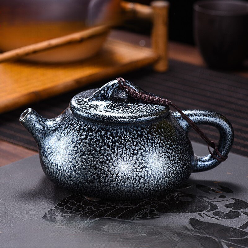 Tenmoku Jianzhan Oil Spot Shi Piao Teapot