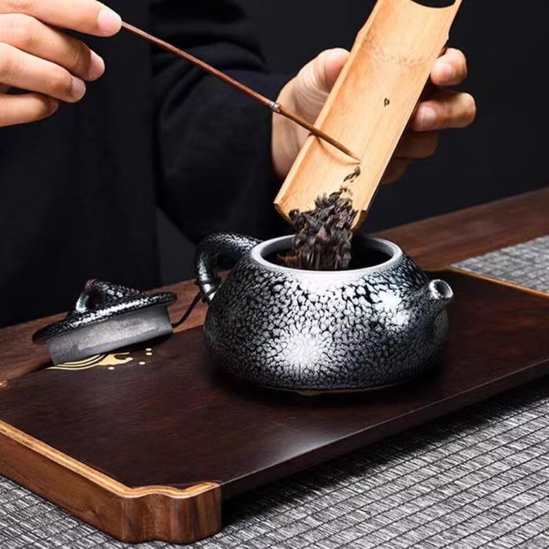 Tenmoku Jianzhan Oil Spot Shi Piao Teapot