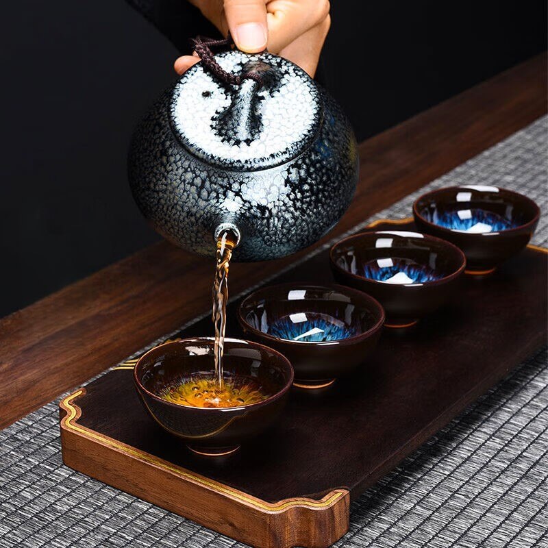 Tenmoku Jianzhan Oil Spot Shi Piao Teapot