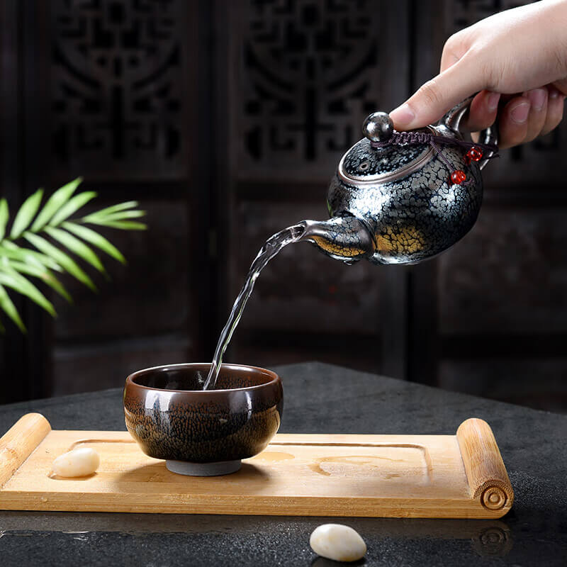 Handmde Tenmoku Jian Zhan Ceramic Kung Fu Teapot