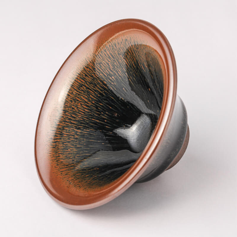 Black Galze Hare's Fur Tenmoku Jianzhan Ceramic Tea Bowl