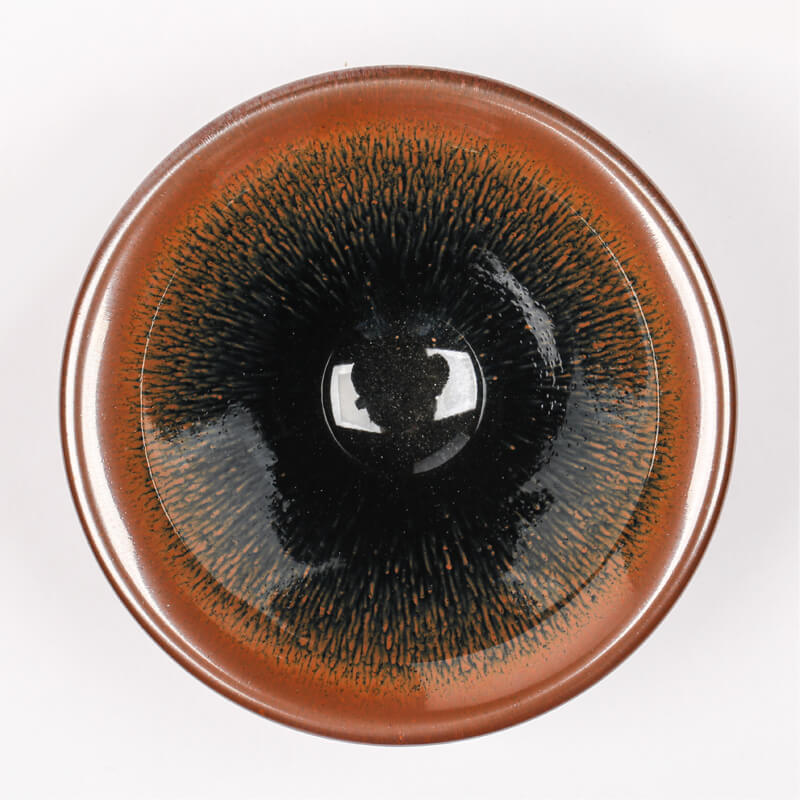 Black Galze Hare's Fur Tenmoku Jianzhan Ceramic Tea Bowl