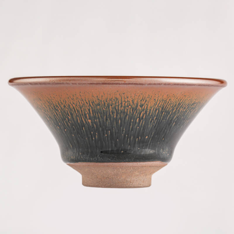 Black Galze Hare's Fur Tenmoku Jianzhan Ceramic Tea Bowl