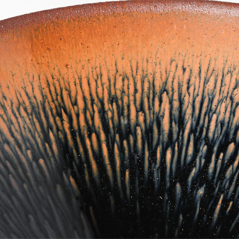 Black Galze Hare's Fur Tenmoku Jianzhan Ceramic Tea Bowl