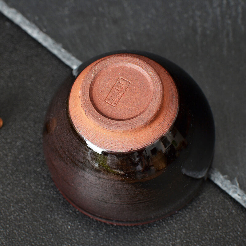 Leaves Jian Zhan Tenmoku Porcelain Tea Cup