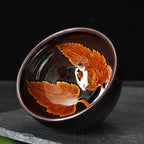 Leaves Jian Zhan Tenmoku Porcelain Tea Cup