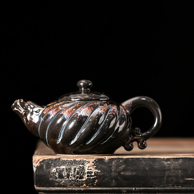 Spiral Tenmoku Jianzhan Teapot