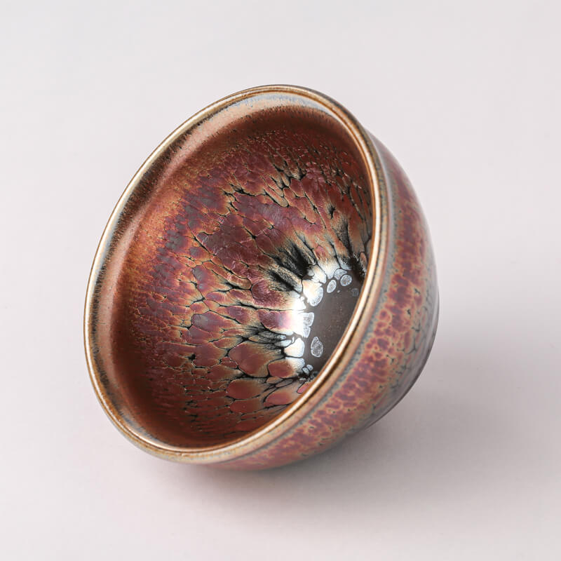 Pink Golden Bloom Tenmoku Jianzhan Oil Spots Tea Cup