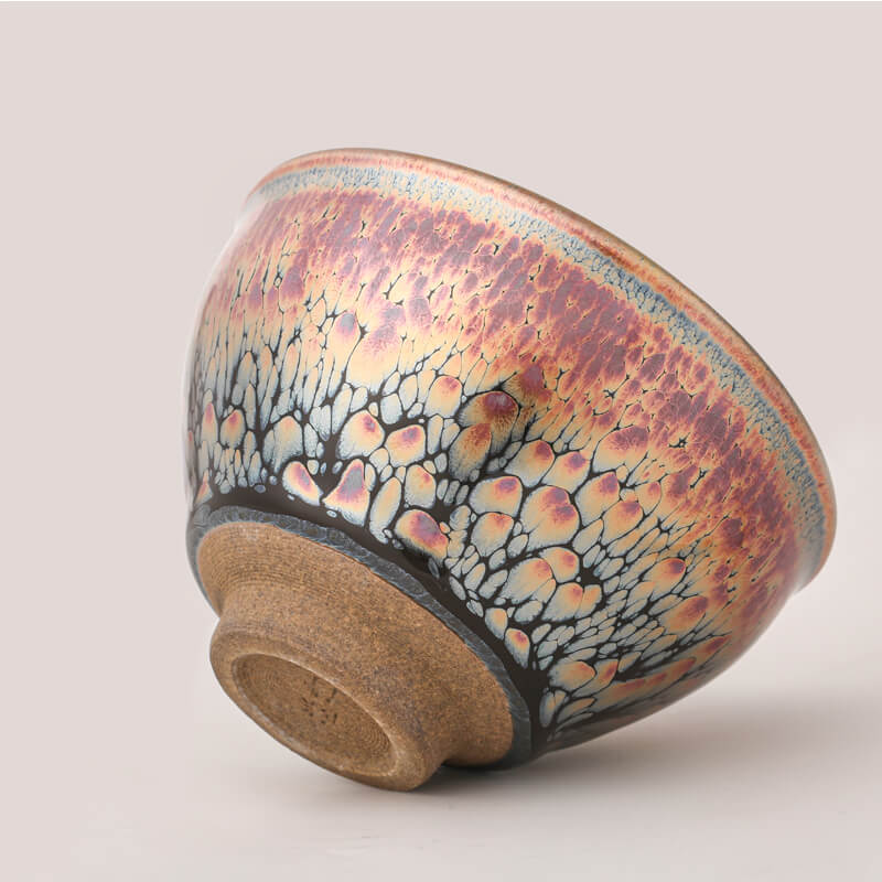 Pink Golden Bloom Tenmoku Jianzhan Oil Spots Tea Cup