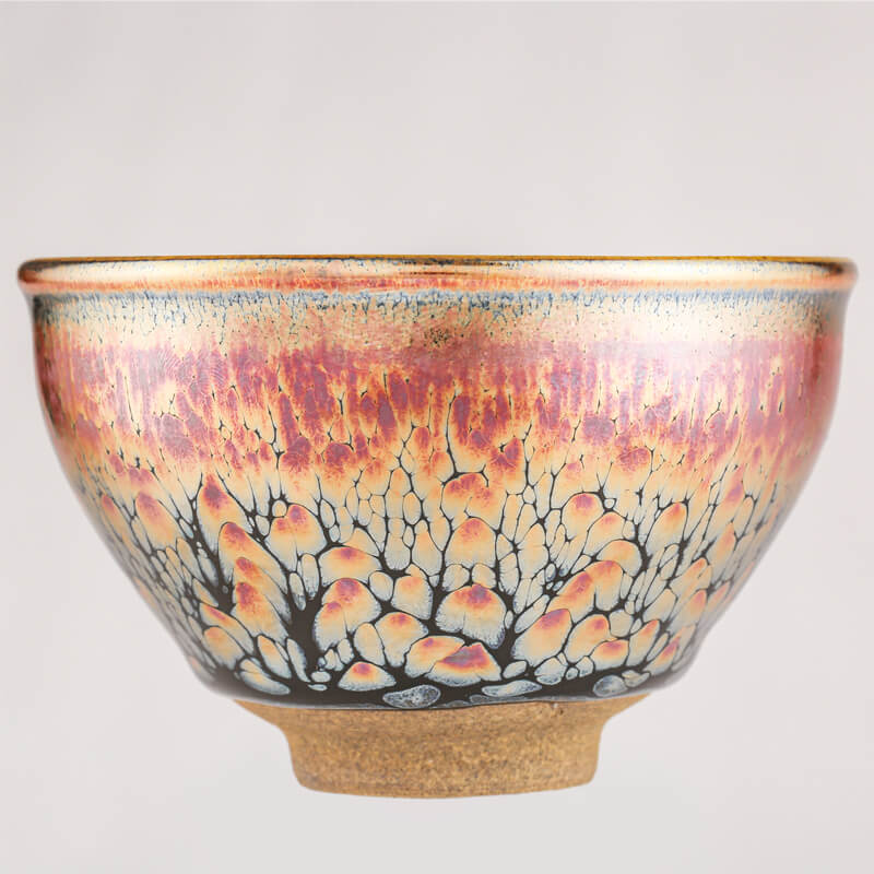 Pink Golden Bloom Tenmoku Jianzhan Oil Spots Tea Cup