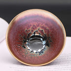 Purple Golden Tenmoku Black Glaze Jian Zhan Oil Spot Bowl