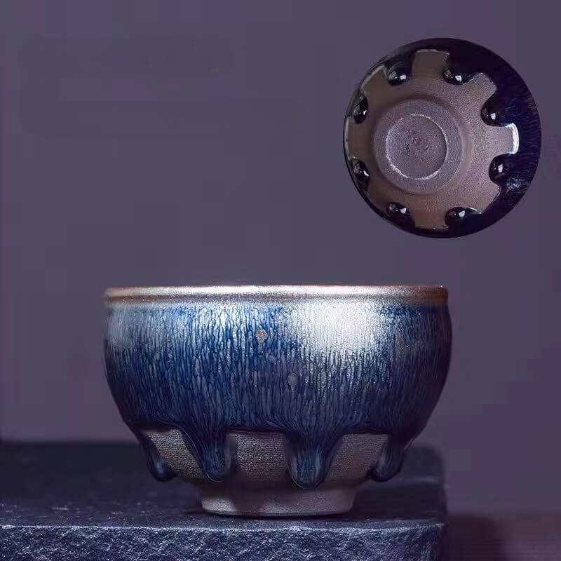 Tenmoku Hare's-fur Jianzhan Tea Cup 8-Tear Glaze