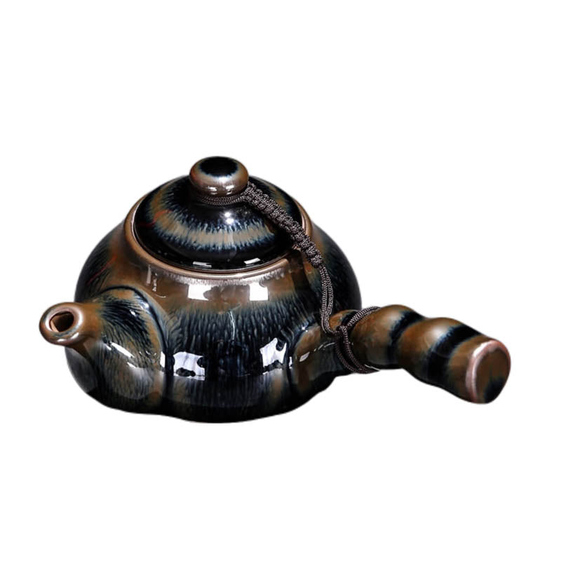 Tenmoku Jianzhan Hare's Fur Kyusu Teapot