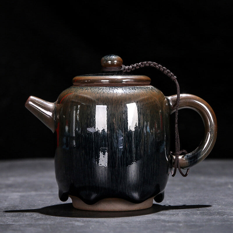 Tenmoku Jian zhan Hare's Fur Cylinder Teapot