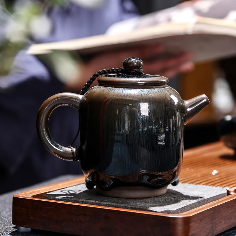 Tenmoku Jian zhan Hare's Fur Cylinder Teapot