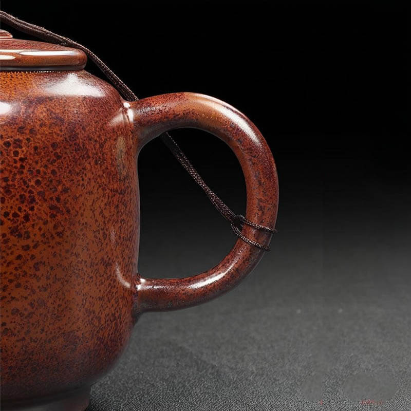 Tenmoku Jian zhan Iron Rich Clay Fired Red Teapot