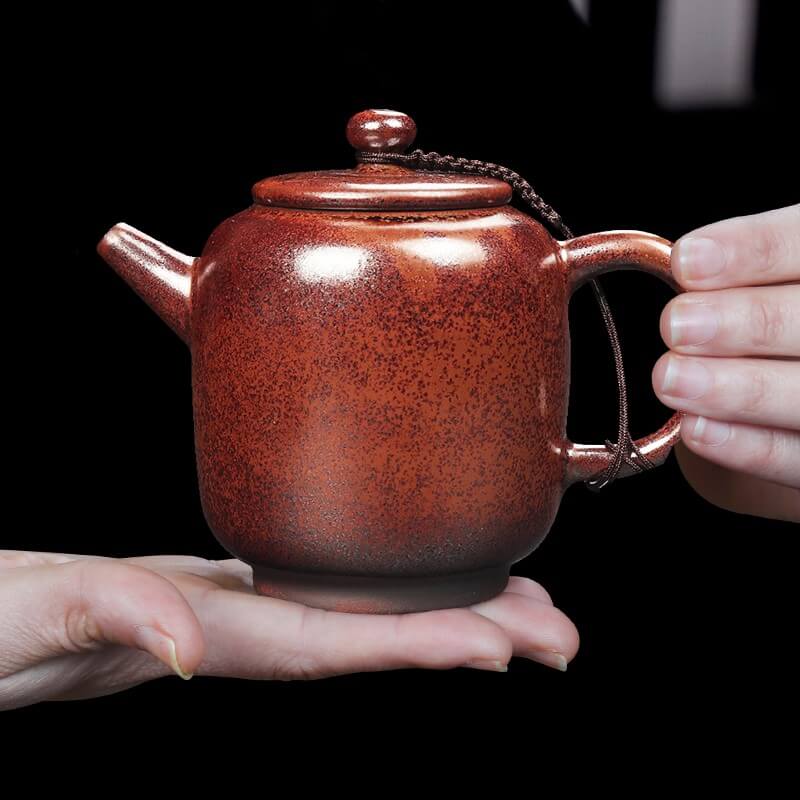 Tenmoku Jian zhan Iron Rich Clay Fired Red Teapot