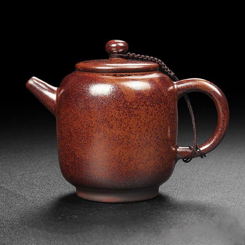 Tenmoku Jian zhan Iron Rich Clay Fired Red Teapot