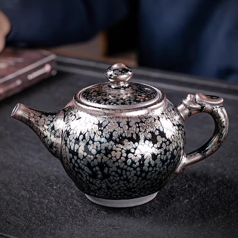 Handmde Oil Spot Tenmoku Jian Zhan Dragon Teapot