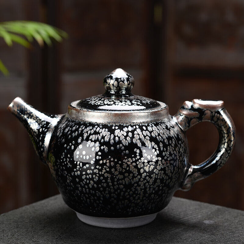 Handmde Oil Spot Tenmoku Jian Zhan Dragon Teapot