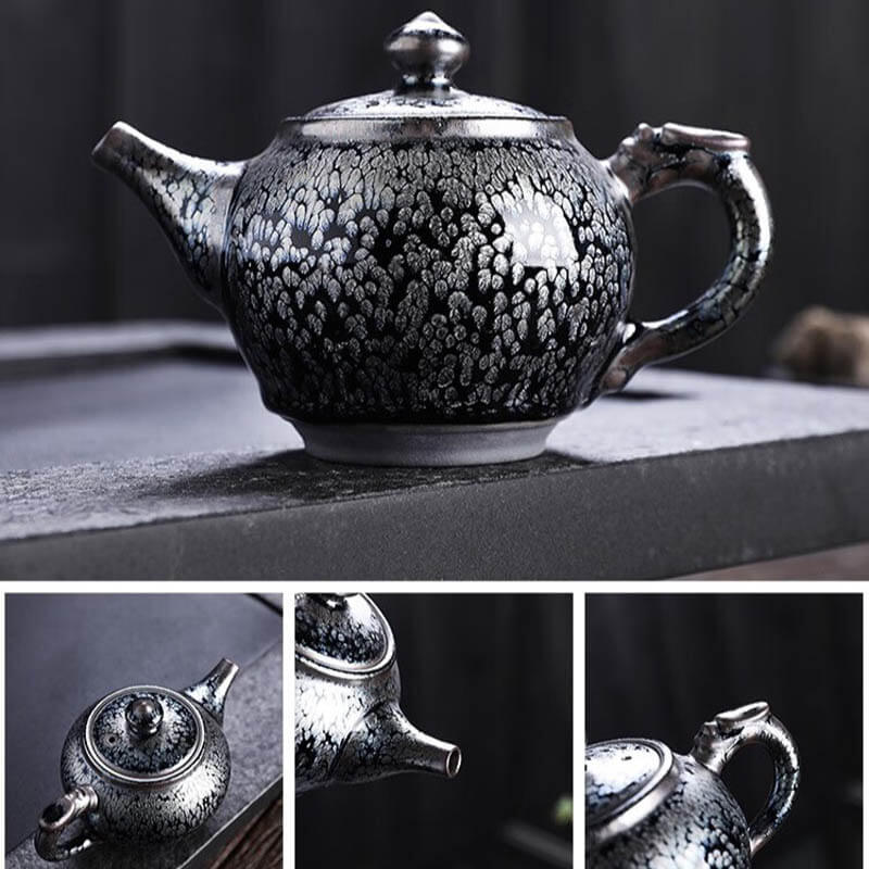 Handmde Oil Spot Tenmoku Jian Zhan Dragon Teapot