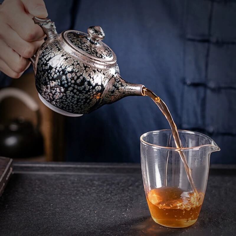 Handmde Oil Spot Tenmoku Jian Zhan Dragon Teapot