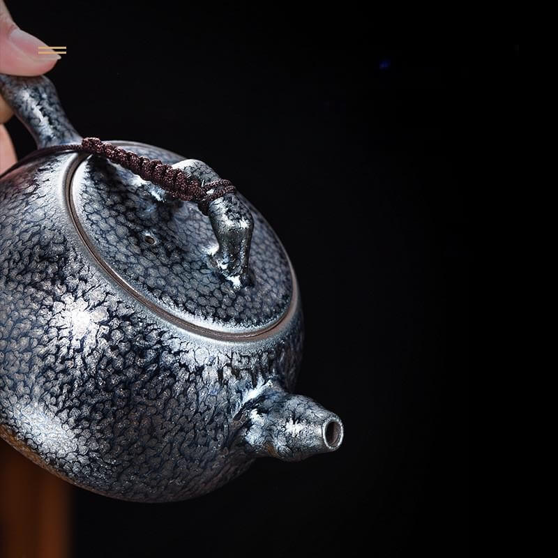 Tenmoku Jianzhan Oil Spot Bamboo Joint Teapot