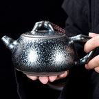Tenmoku Jianzhan Oil Spot Bamboo Joint Teapot