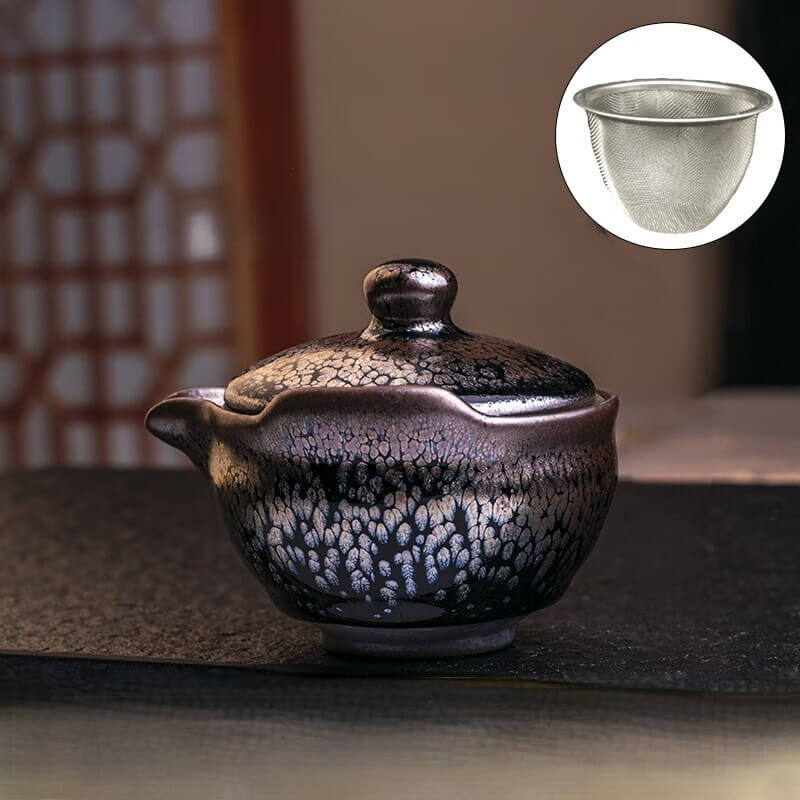 Handmde Tenmoku Jian Zhan Oil Spot Catch Teapot