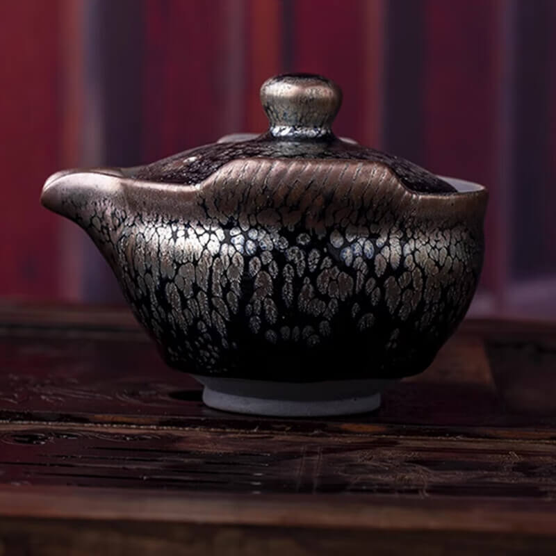 Handmde Tenmoku Jian Zhan Oil Spot Catch Teapot