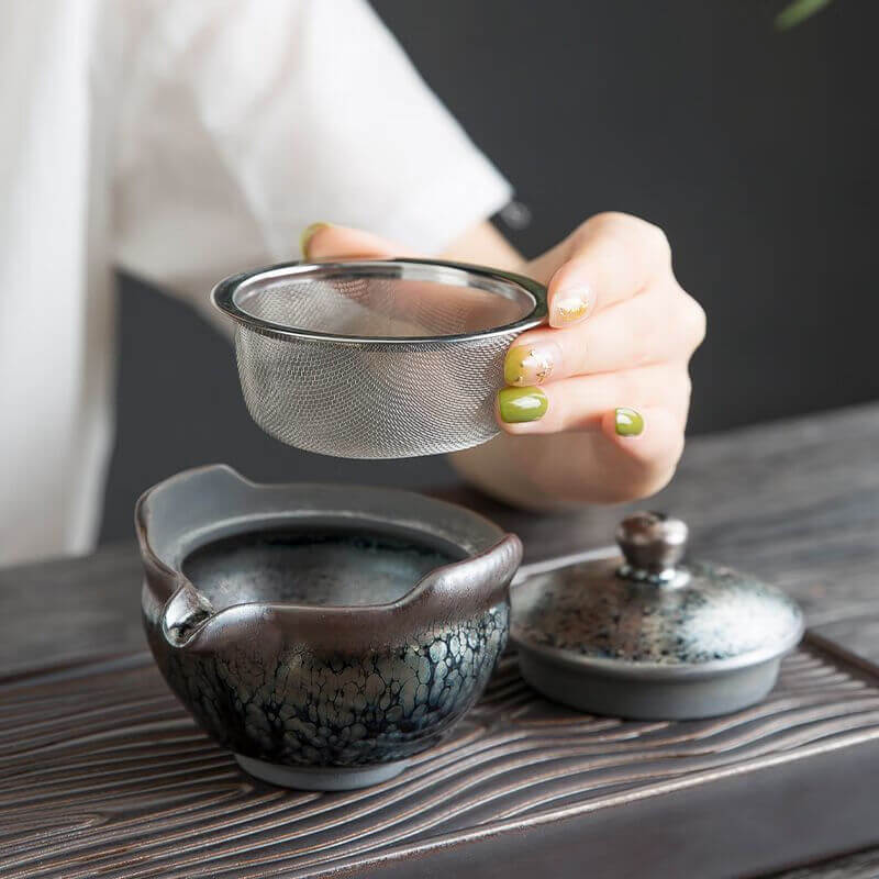 Handmde Tenmoku Jian Zhan Oil Spot Catch Teapot