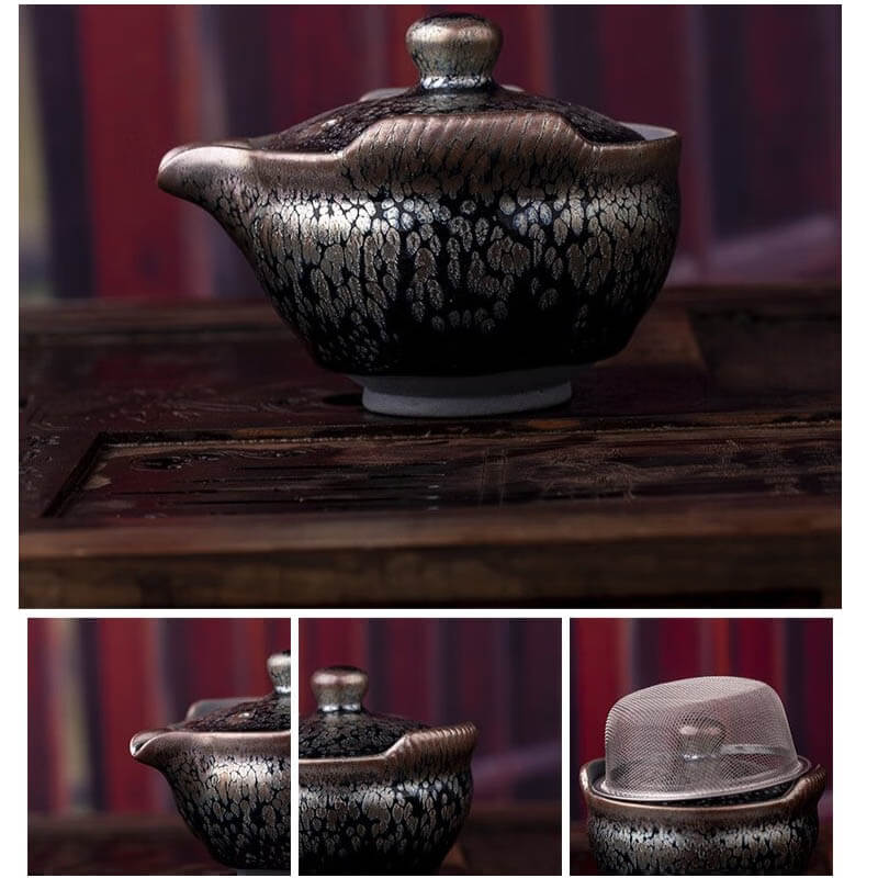 Handmde Tenmoku Jian Zhan Oil Spot Catch Teapot