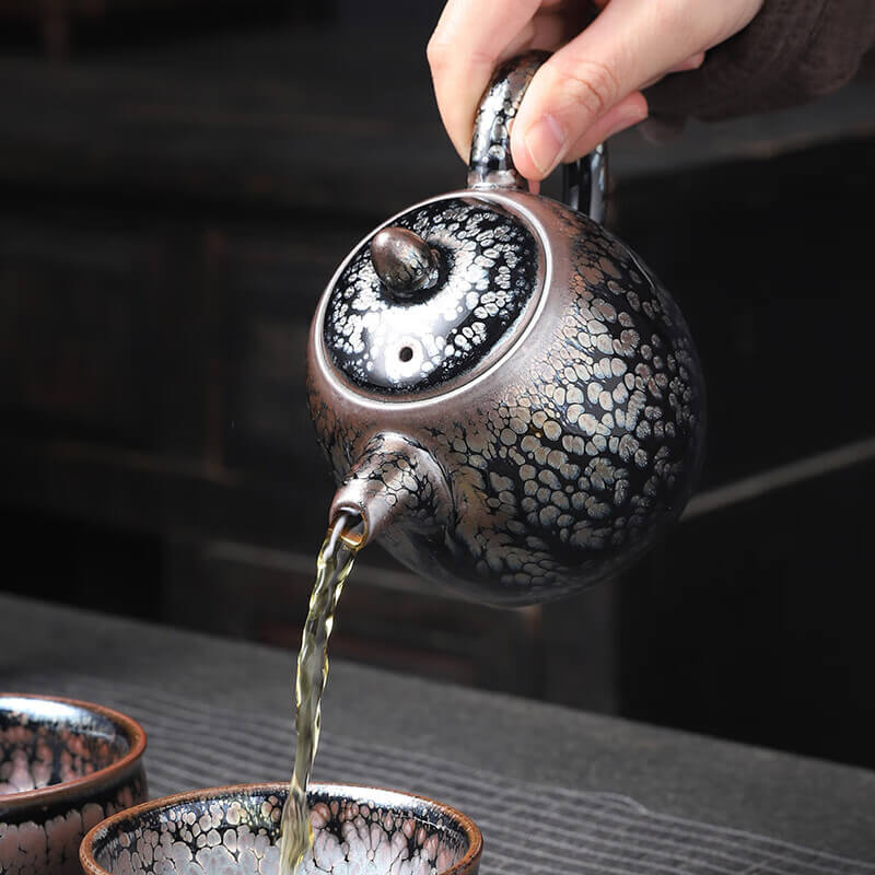 Handmde Tenmoku Jian Zhan Oil Spot Hanyi Teapot
