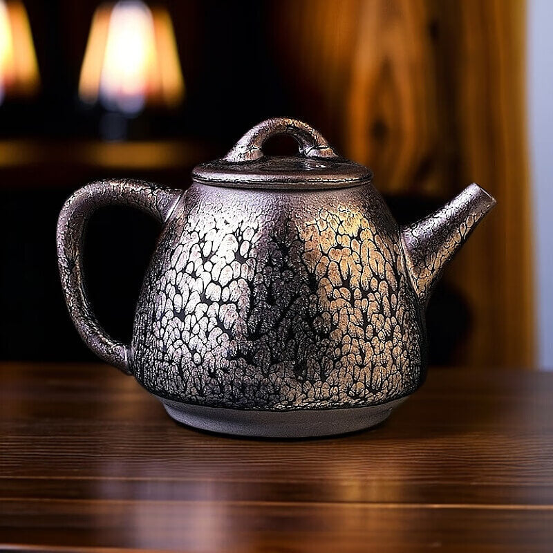 Handmde Tenmoku Jian Zhan Oil Spot High Teapot