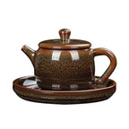 Tenmoku Jian Zhan Oil Spot Huainan Teapot Saucer Set
