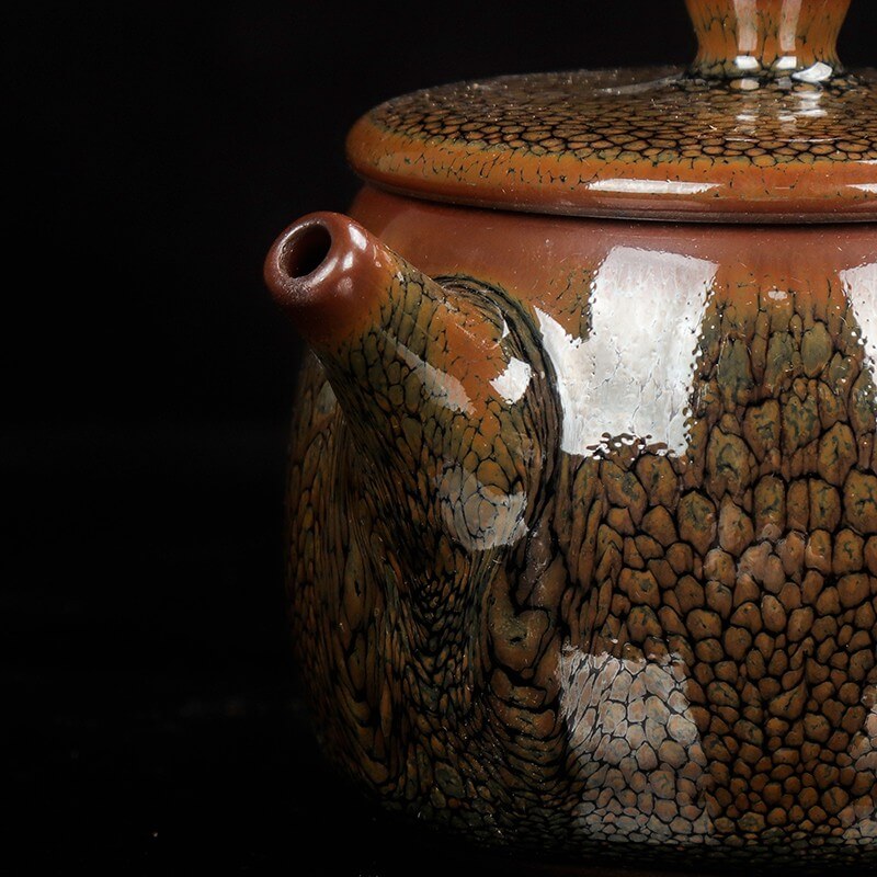 Tenmoku Jian Zhan Oil Spot Huainan Teapot Saucer Set