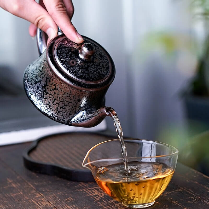 Handmde Tenmoku Jian Zhan Oil Spot Hxq Teapot