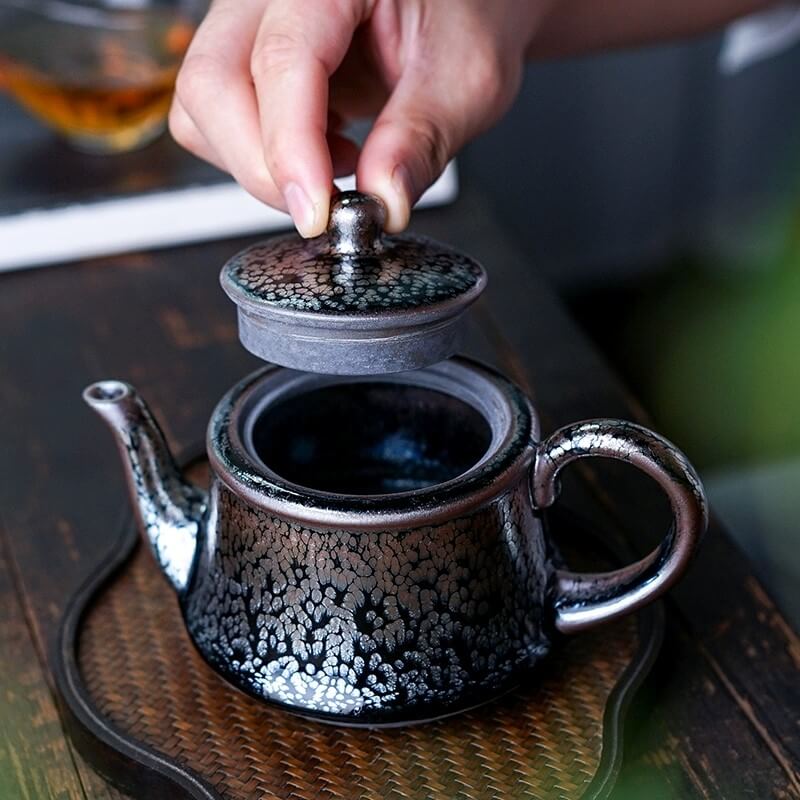 Handmde Tenmoku Jian Zhan Oil Spot Hxq Teapot