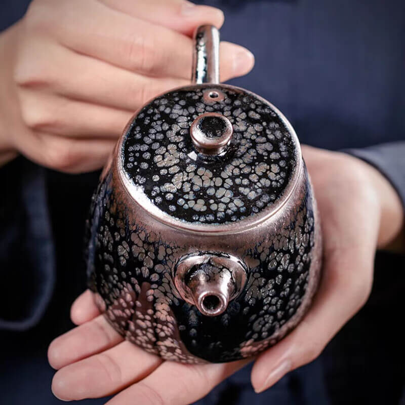 Handmde Tenmoku Jian Zhan Oil Spot Jinlan Teapot