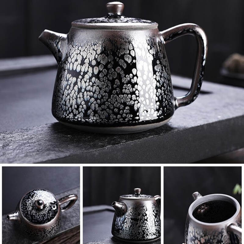 Handmde Tenmoku Jian Zhan Oil Spot Jinlan Teapot